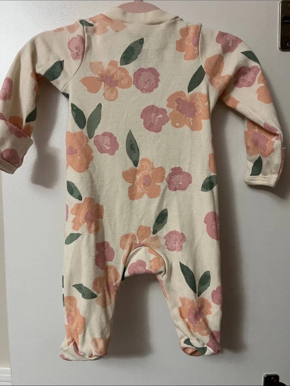 Carter's Cream Floral Zip Baby One-Piece with Pink and Peach Flowers